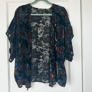 Winter Kate Kimono Topper Floral Velvet Burnout Bohemian kimono silk XS
